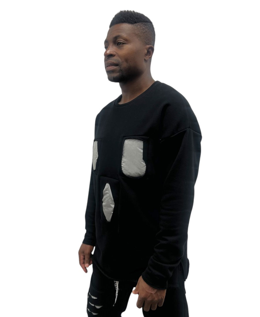 Black Two-Piece Set with Heavy Shell Panels and Stitching