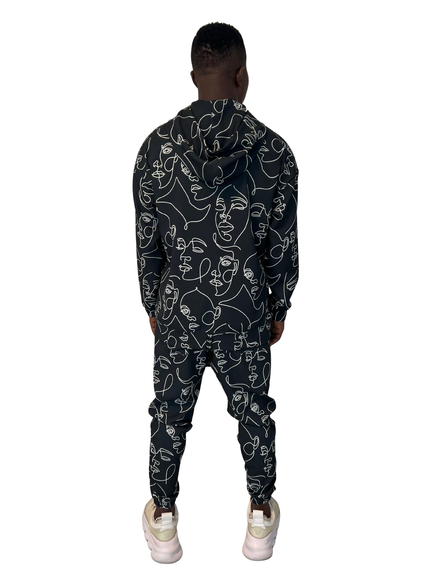Black Two-Piece Set with Geometric Design