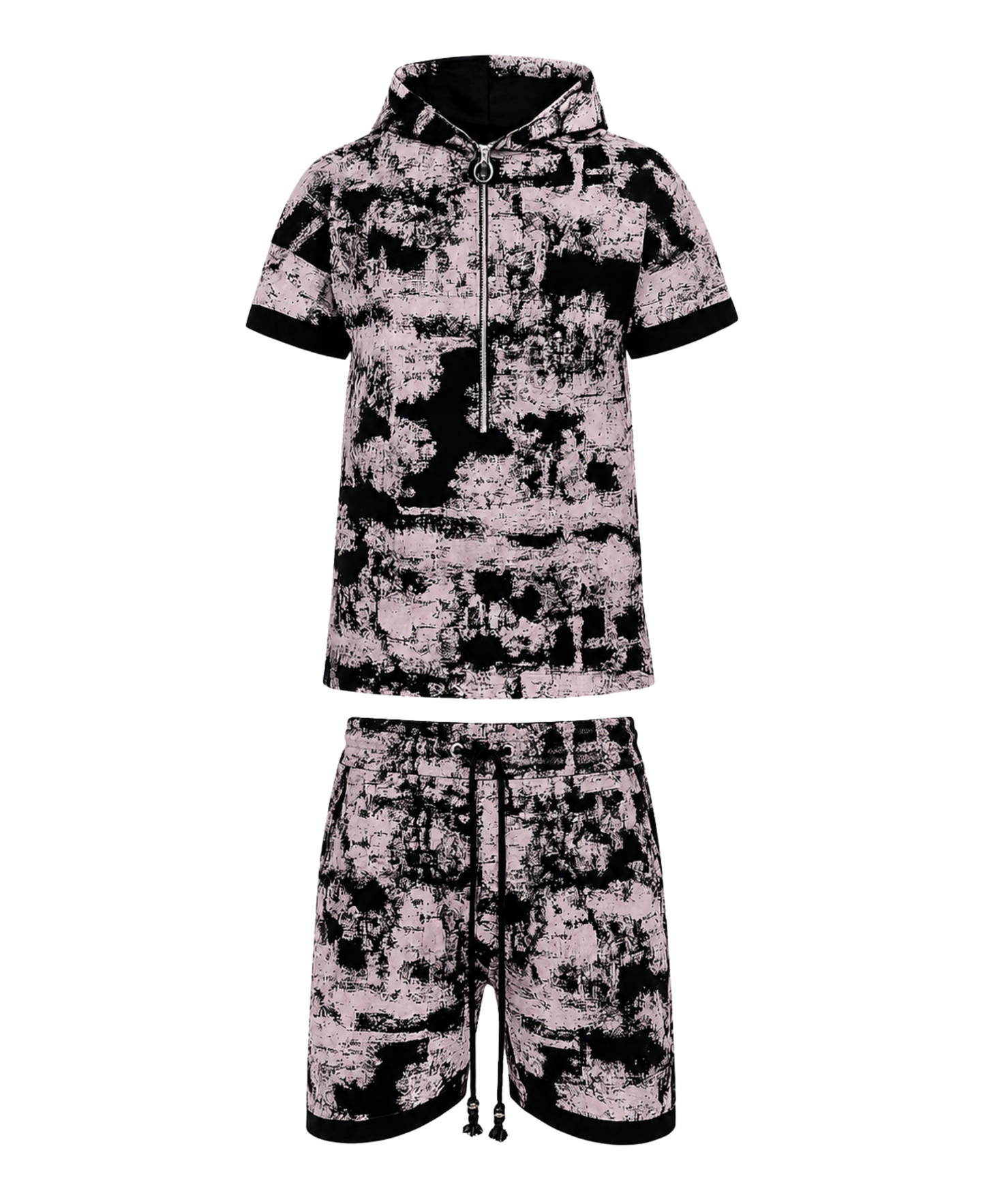 Tricou negru/roz-faded cu fermoar