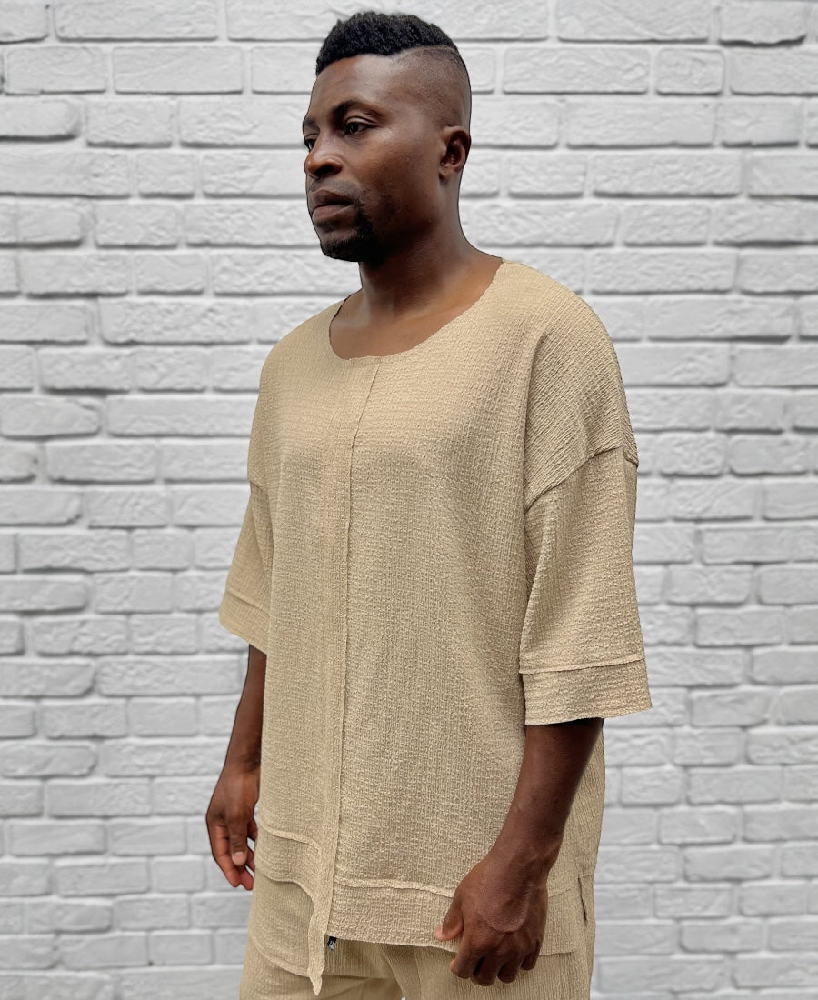Cream Two-Piece Set in Lightweight Fabric