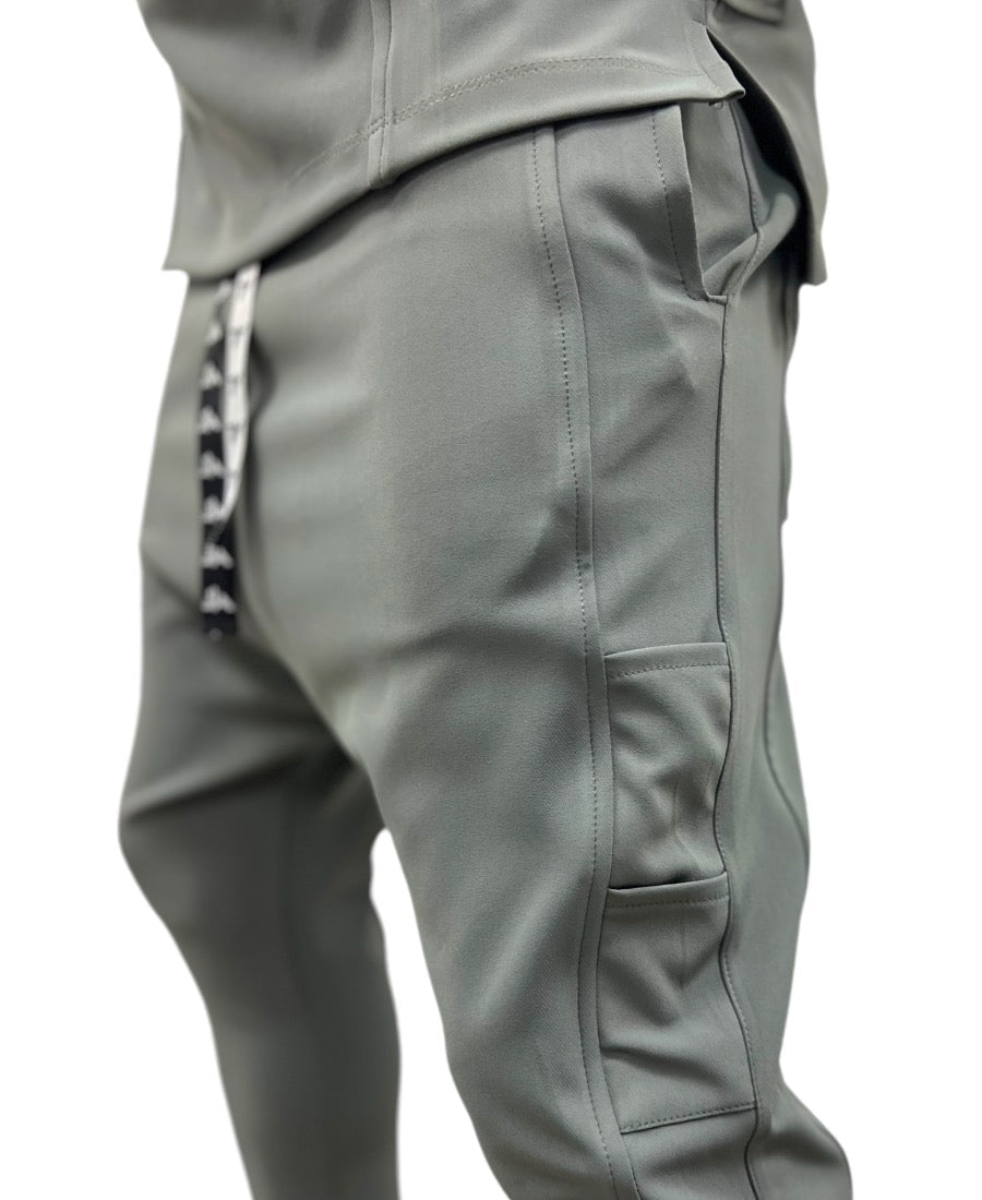 Khaki trousers with side design