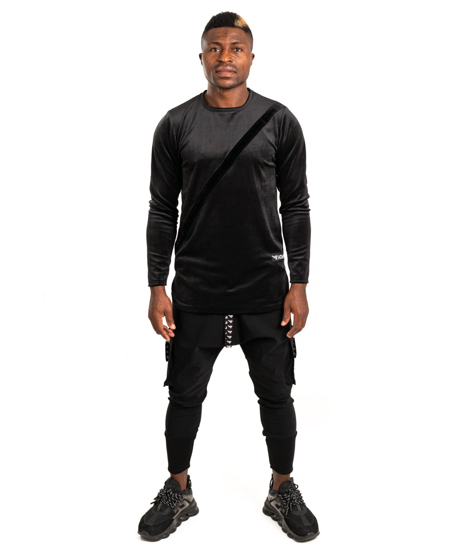 Black trousers with logo string