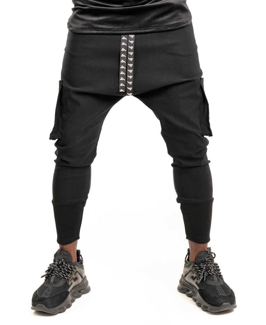 Black trousers with logo string