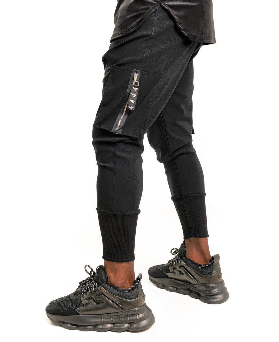 Black trousers with logo string