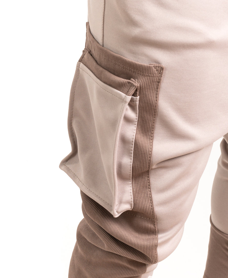 Beige & Cappuccino Two-Piece Set with Side Pockets