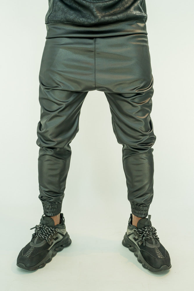 Black trousers made with very flexible material