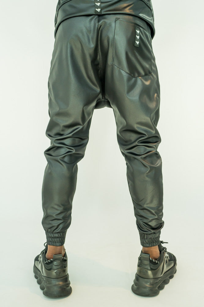 Black trousers made with very flexible material