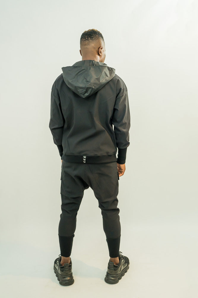 Black Shell Two-Piece Set with Thumbhole Cuffs
