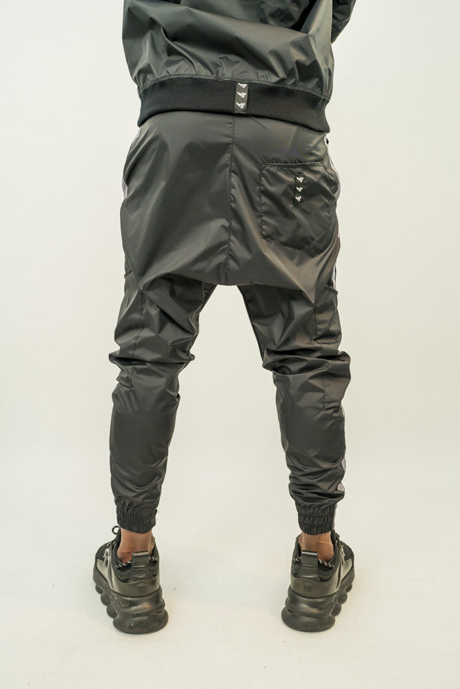 Black trousers with different combination of texture and colors
