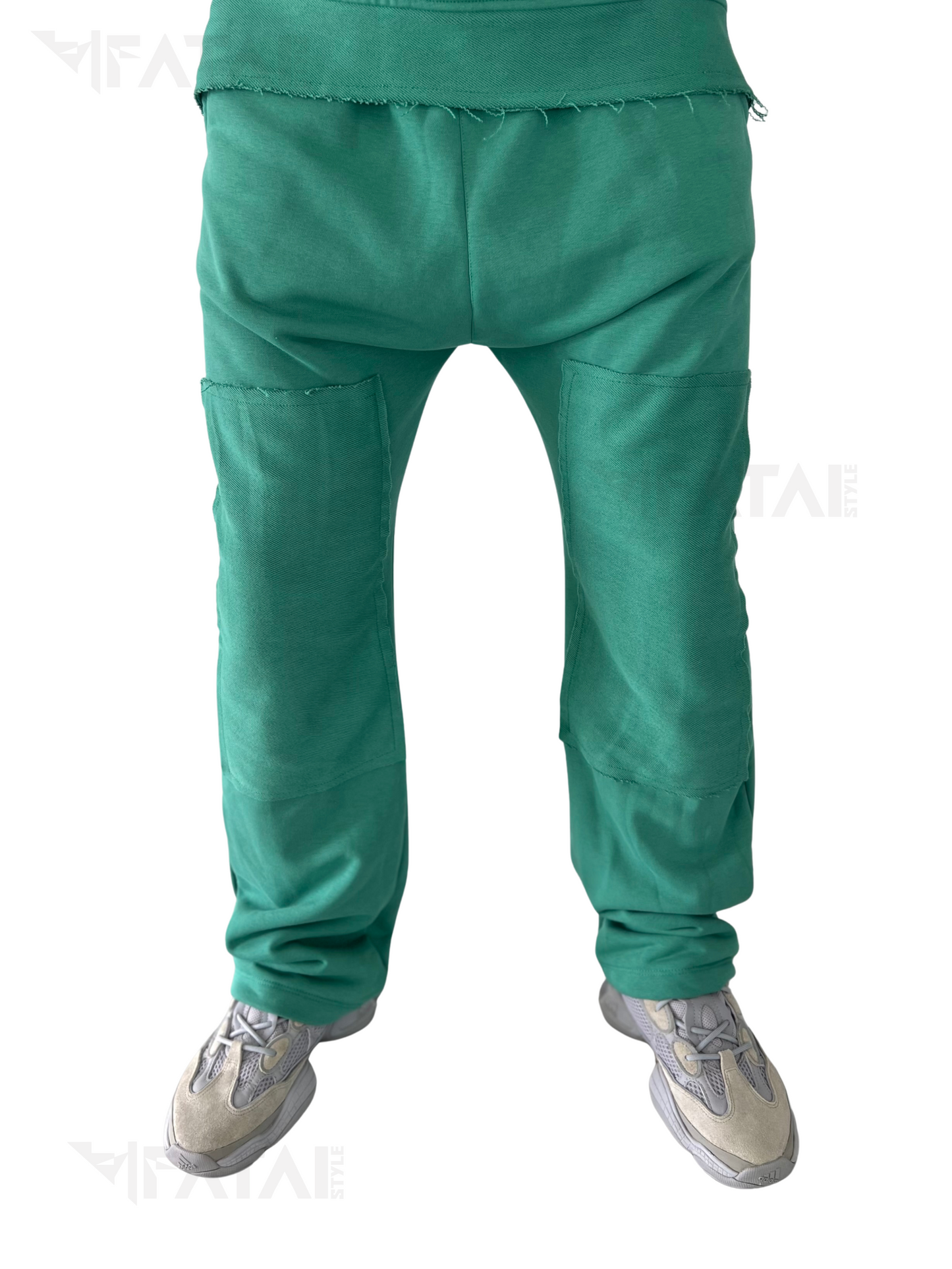 Green Two-Piece Set with Back Panel Inserts