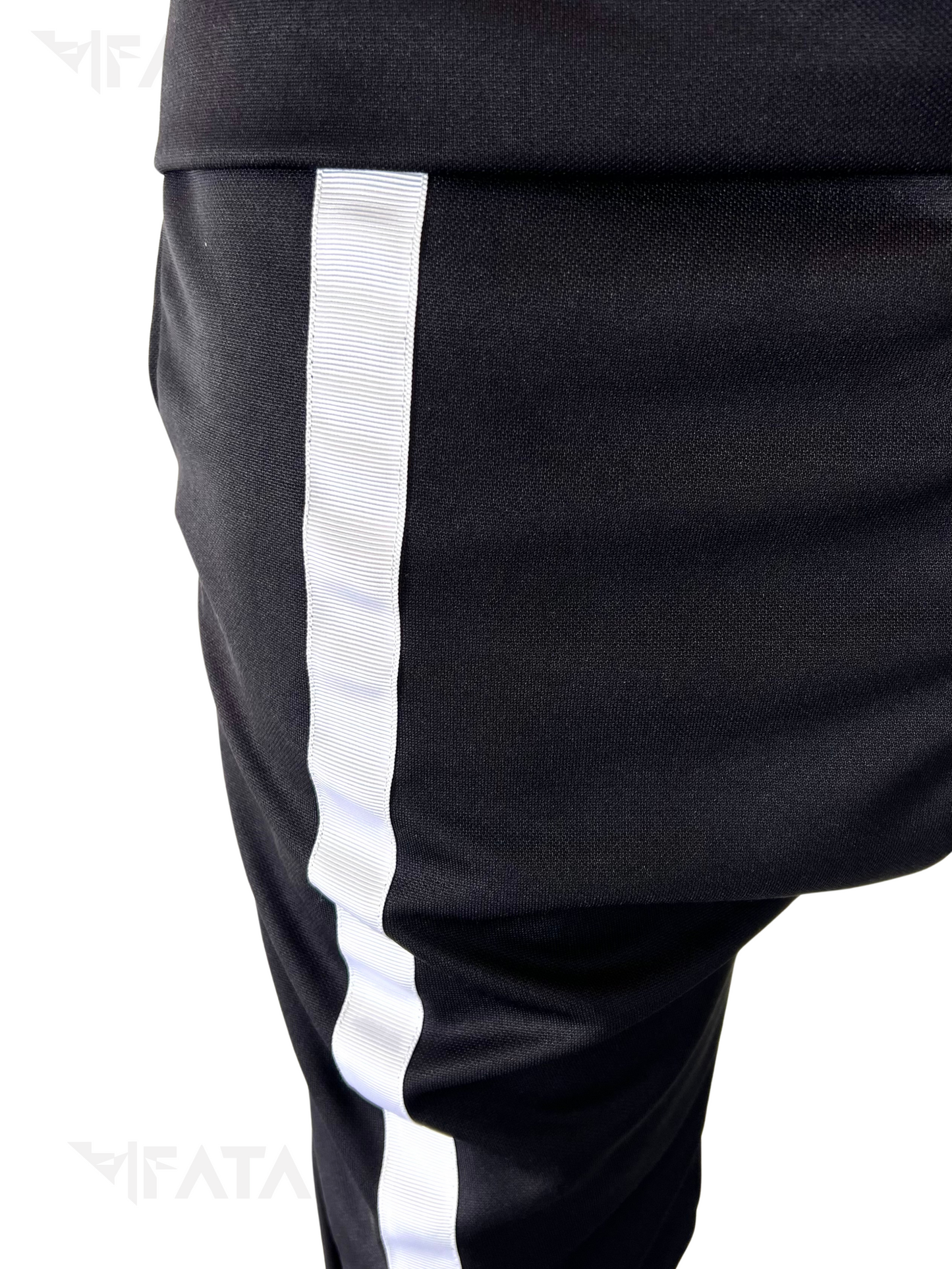 Black Two-Piece Set with Applied White Stripes