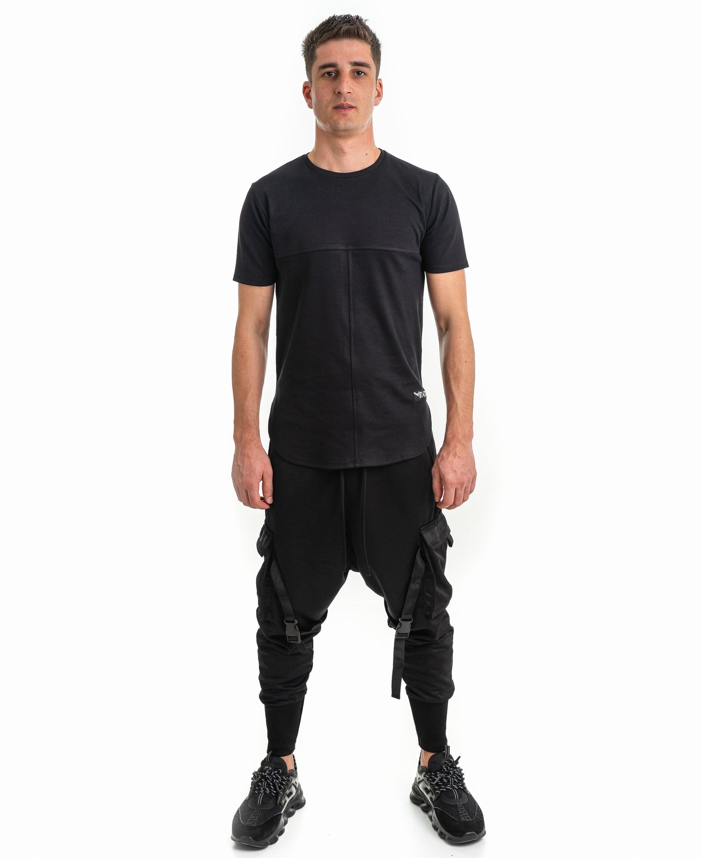 Black trousers with design
