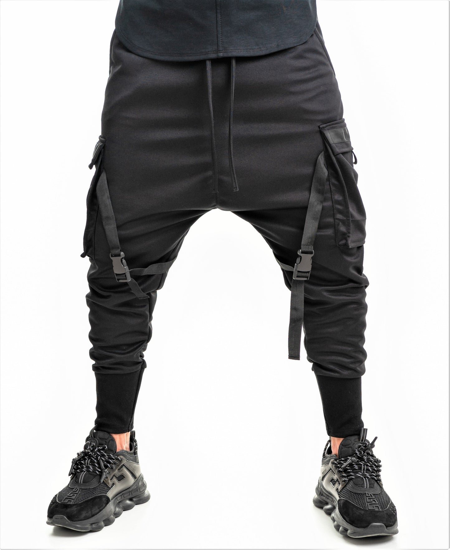 Black trousers with design