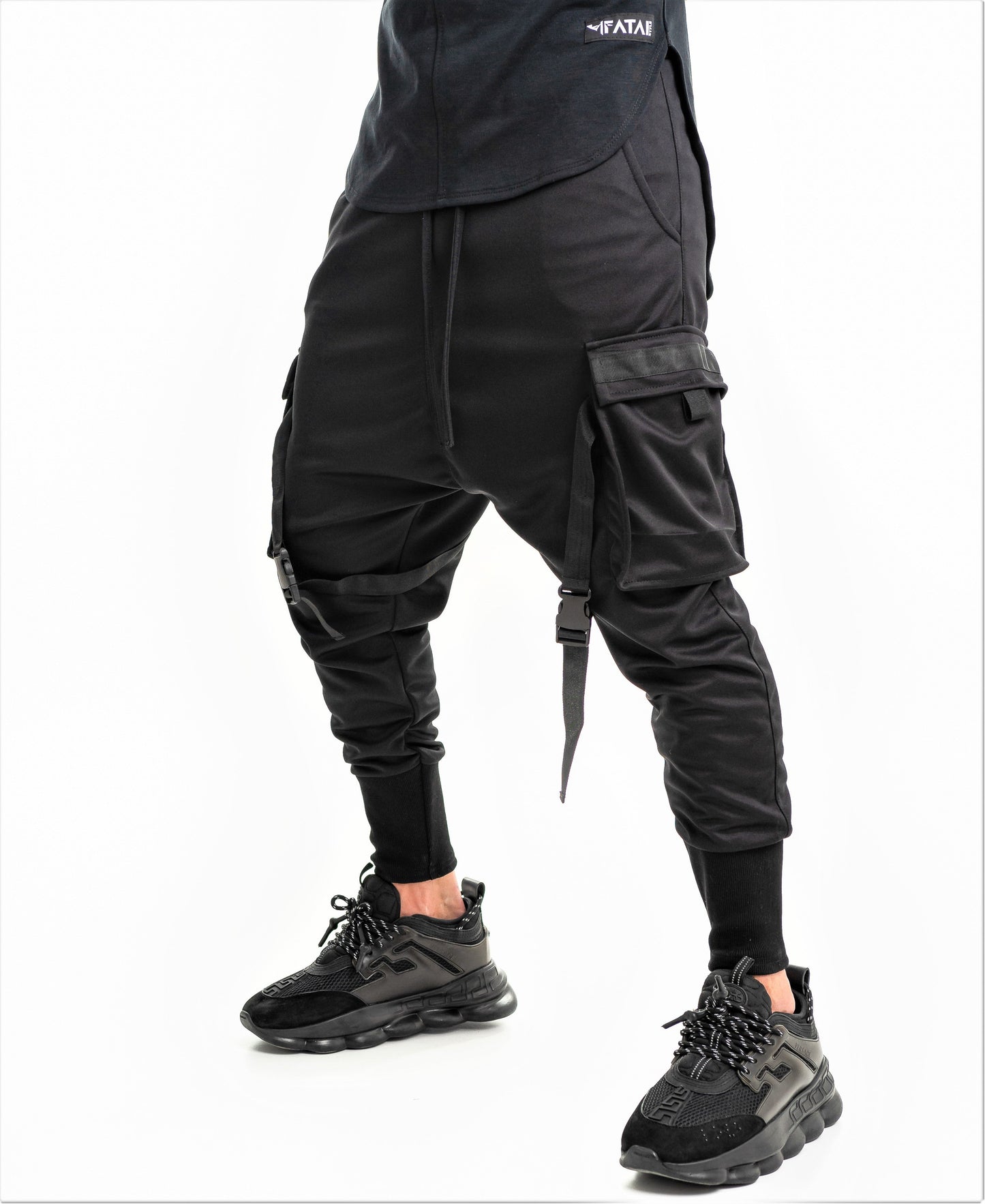 Black trousers with design