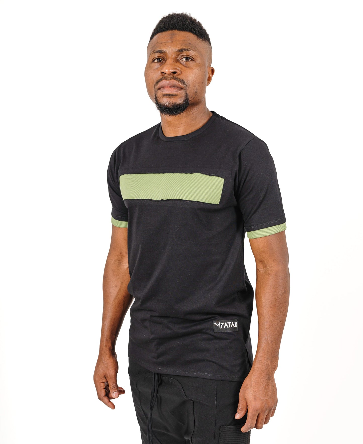Black t-shirt with green details