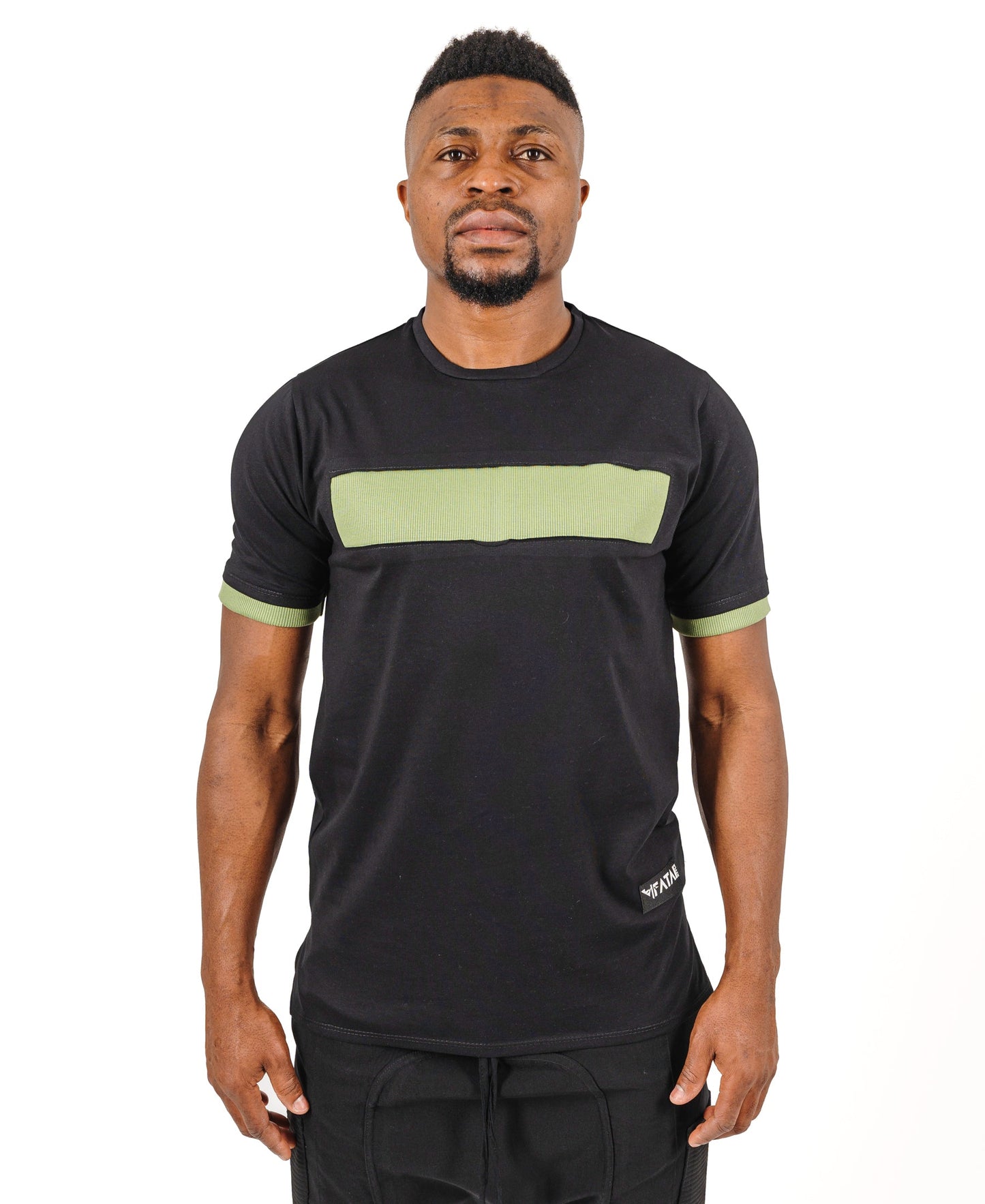 Black t-shirt with green details