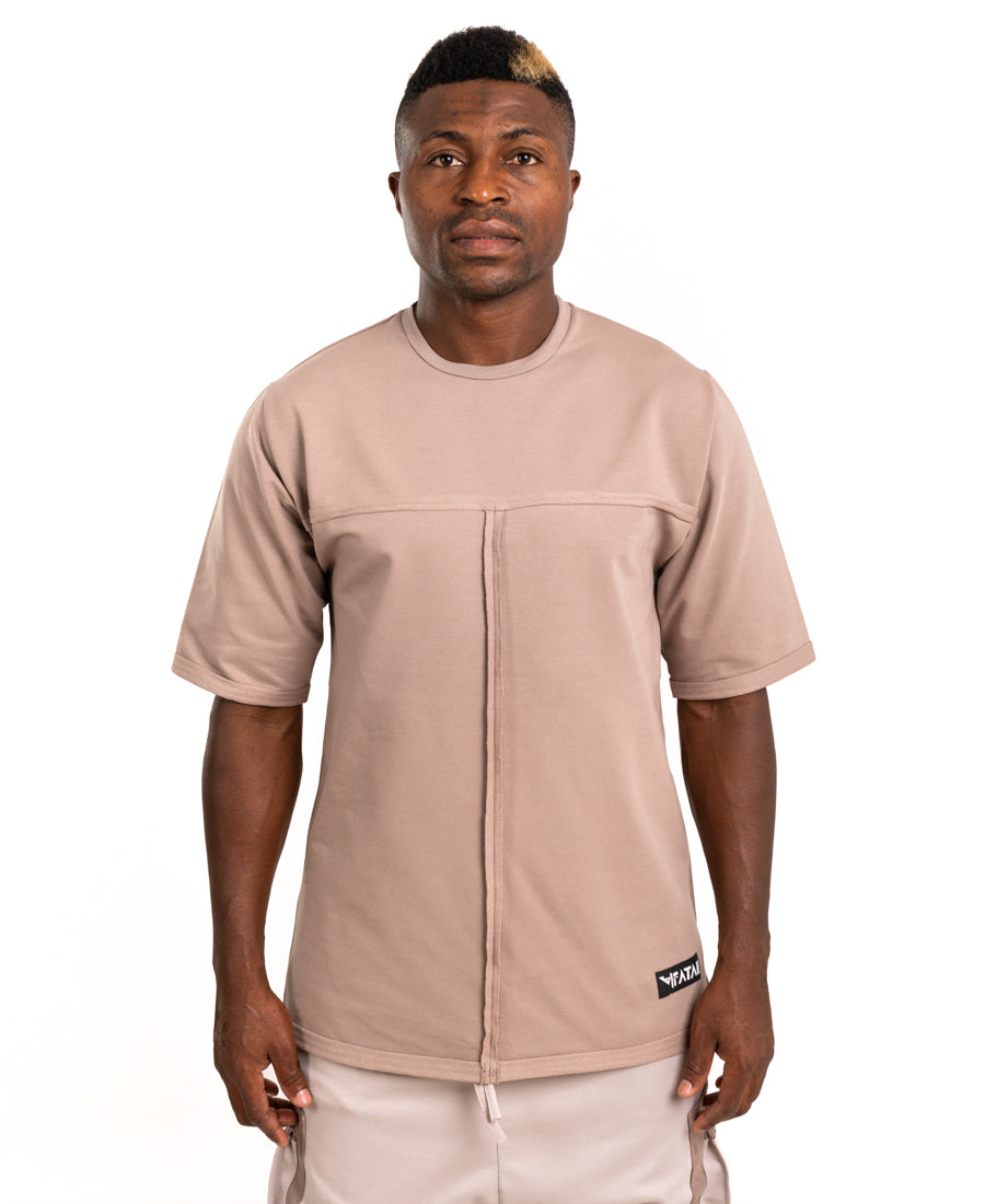 Oversized cappuccino t-shirt with different sewings