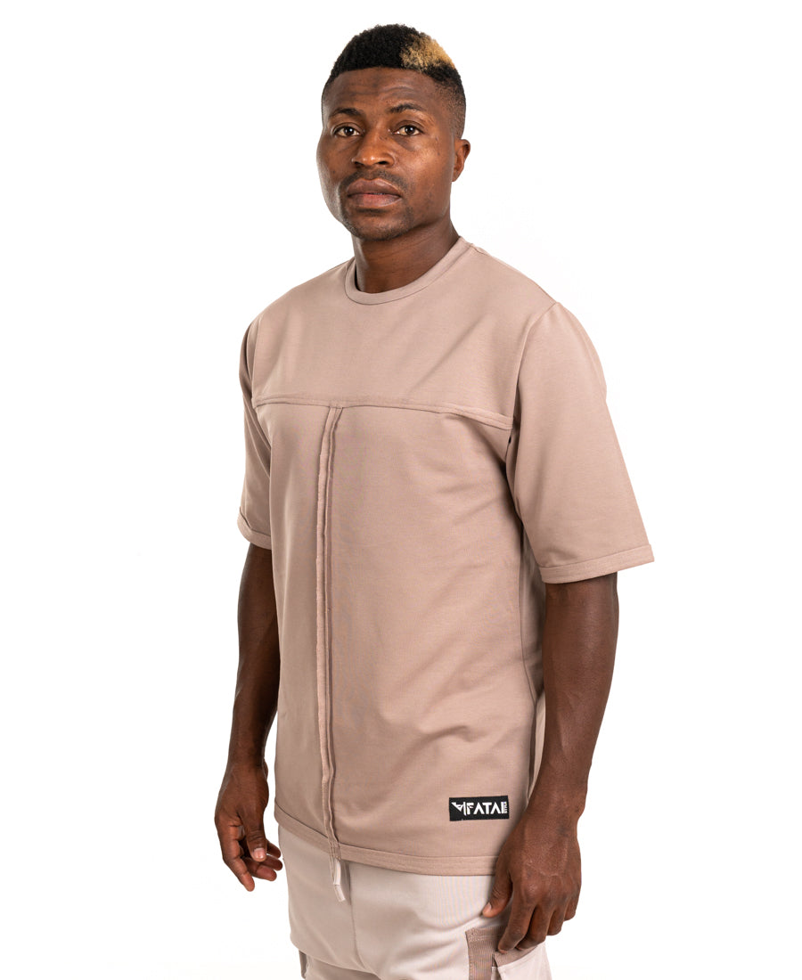 Oversized cappuccino t-shirt with different sewings