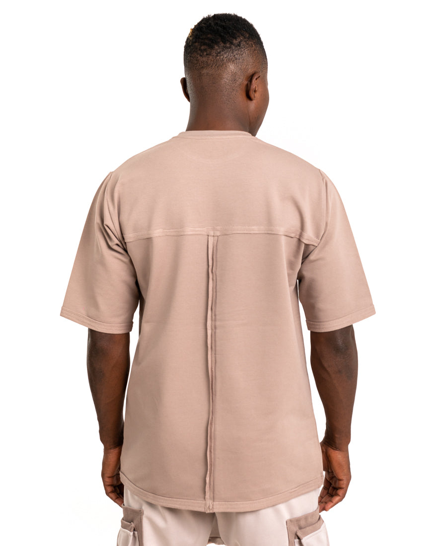 Oversized cappuccino t-shirt with different sewings