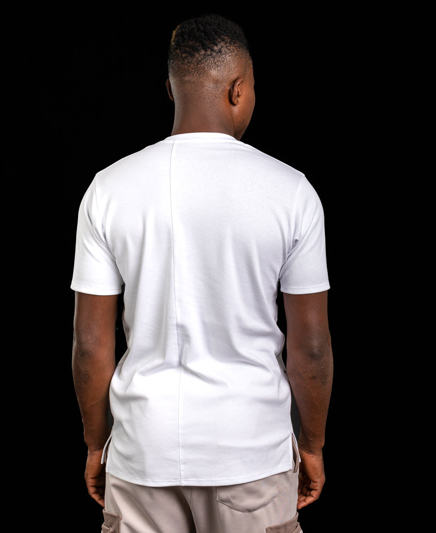 White t-shirt with black pocket
