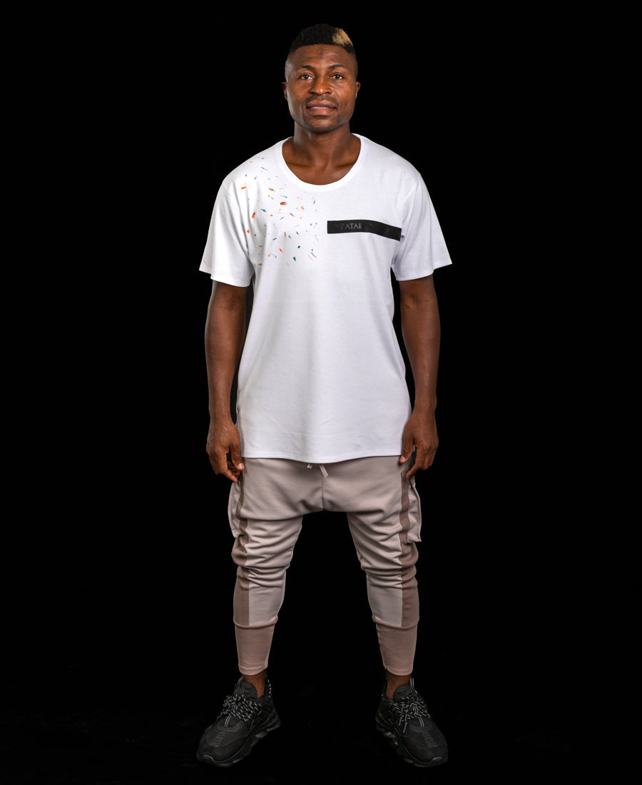 White oversized t-shirt with paint