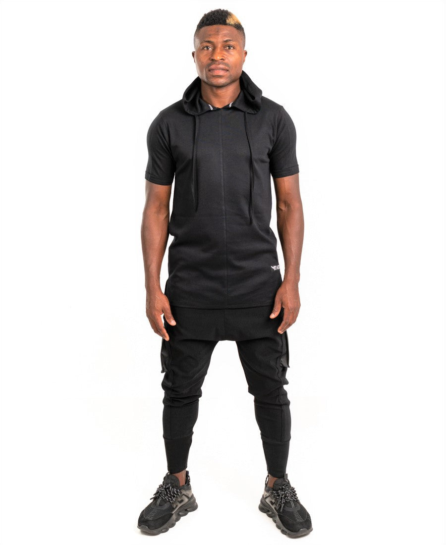 Black t-shirt with hoodie