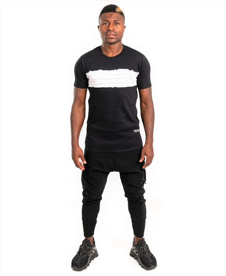 Black t-shirt with white details
