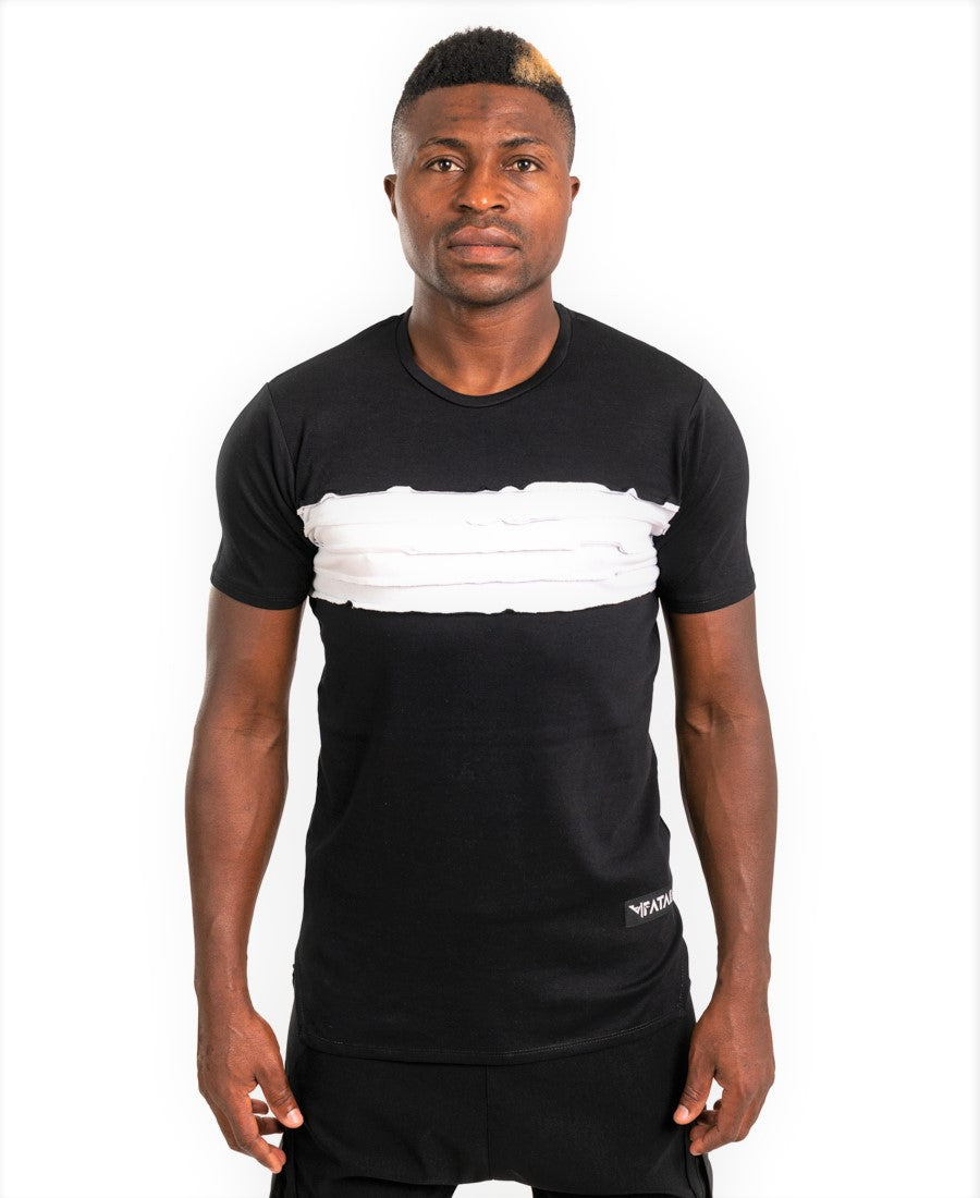 Black t-shirt with white details