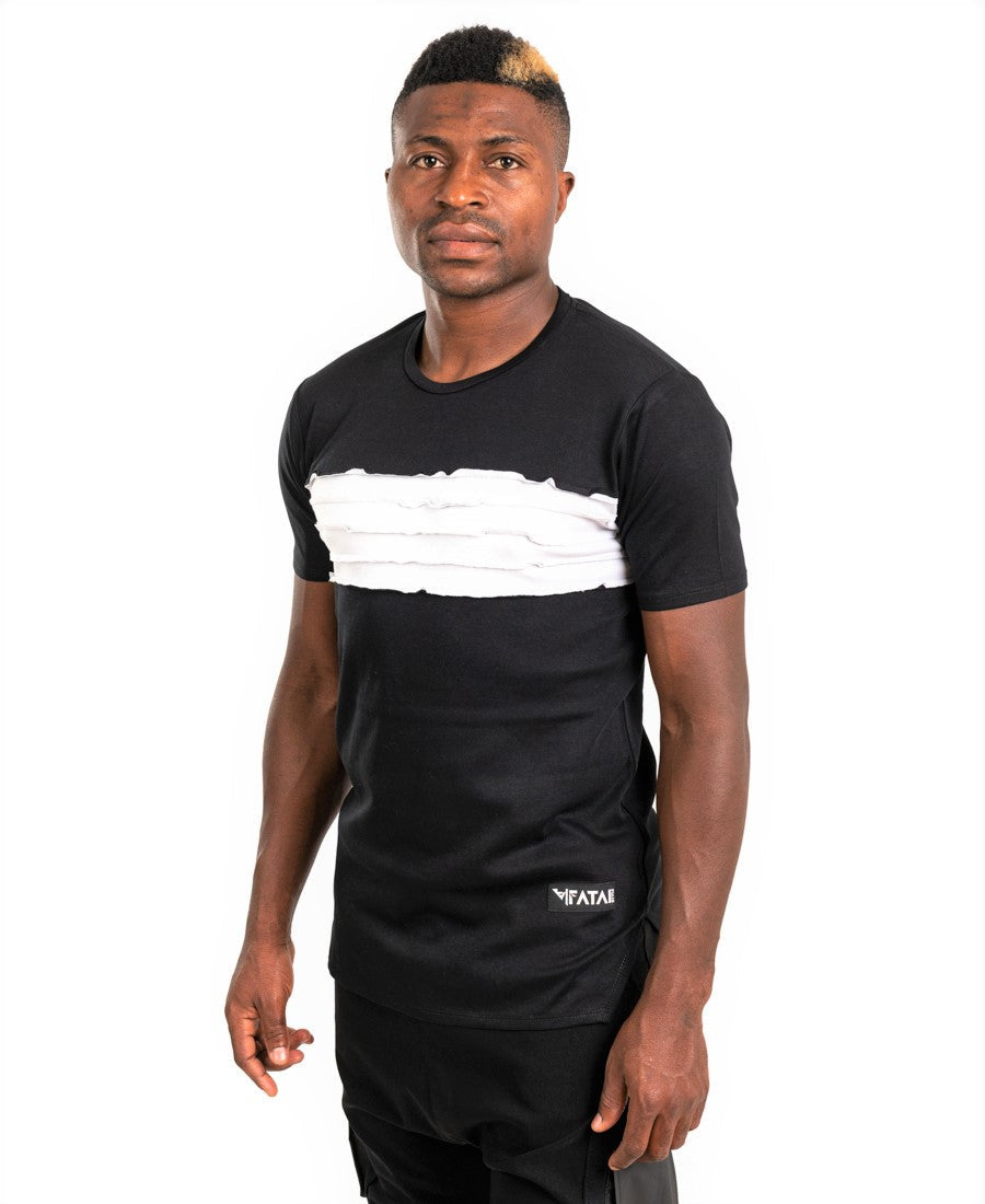 Black t-shirt with white details