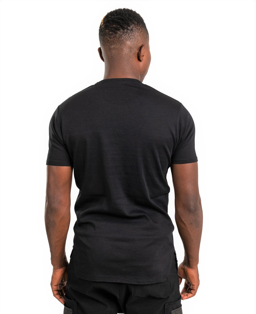 Black t-shirt with white details