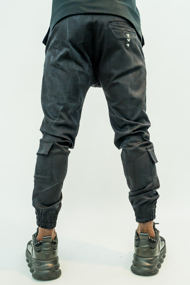 Blugi elasteci cu detalii pe fata (negru in degrade)