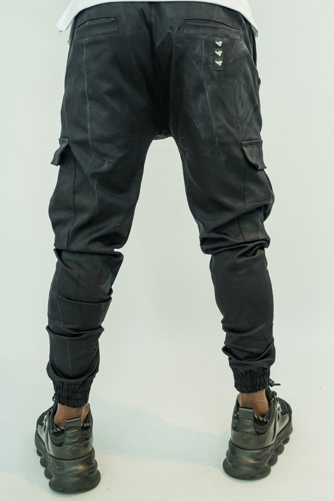 Blugi elasteci cu buzunare laterale (negru in degrade)
