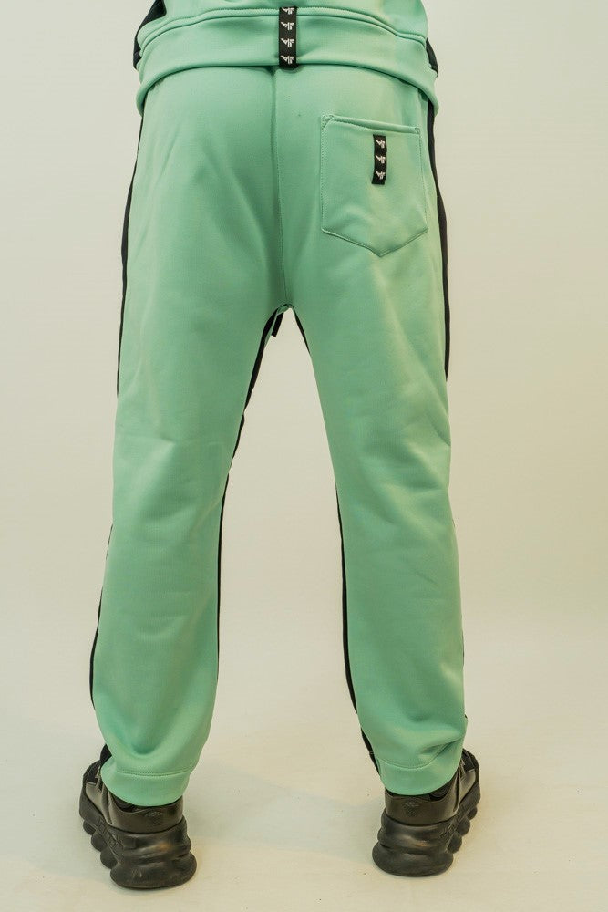 Pantaloni verde menta cu dungi negre