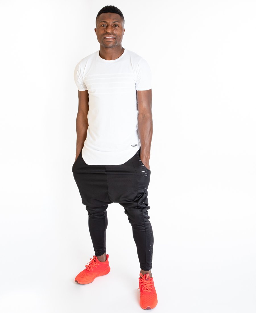 Black trousers with side grey cuts - Fatai Style