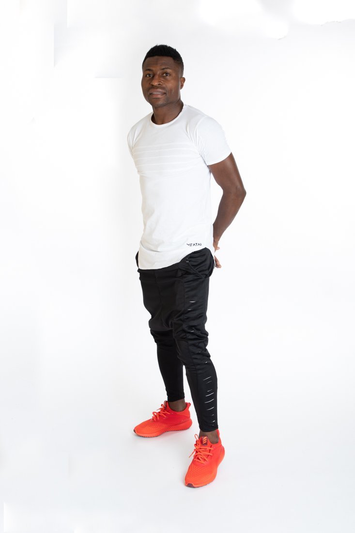 Black trousers with side grey cuts - Fatai Style