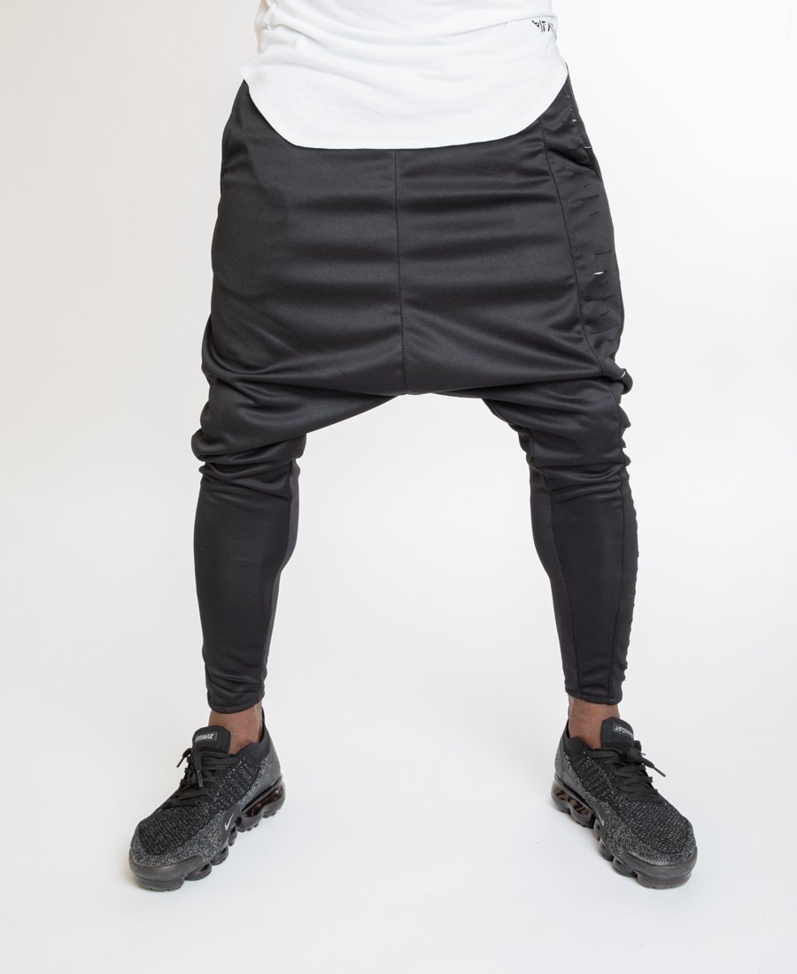 Black trousers with side grey cuts - Fatai Style