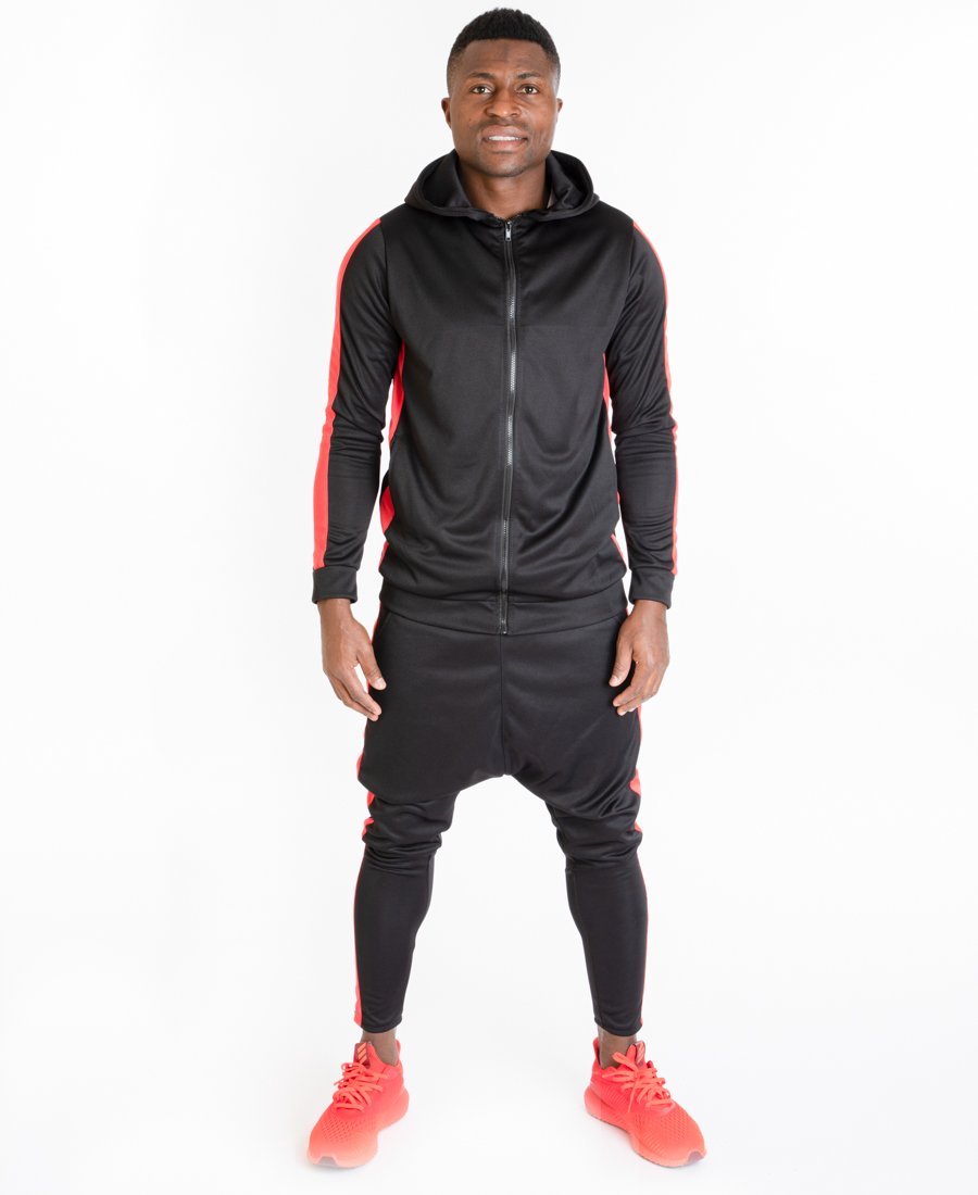 Black tracksuit with red lines side - Fatai Style