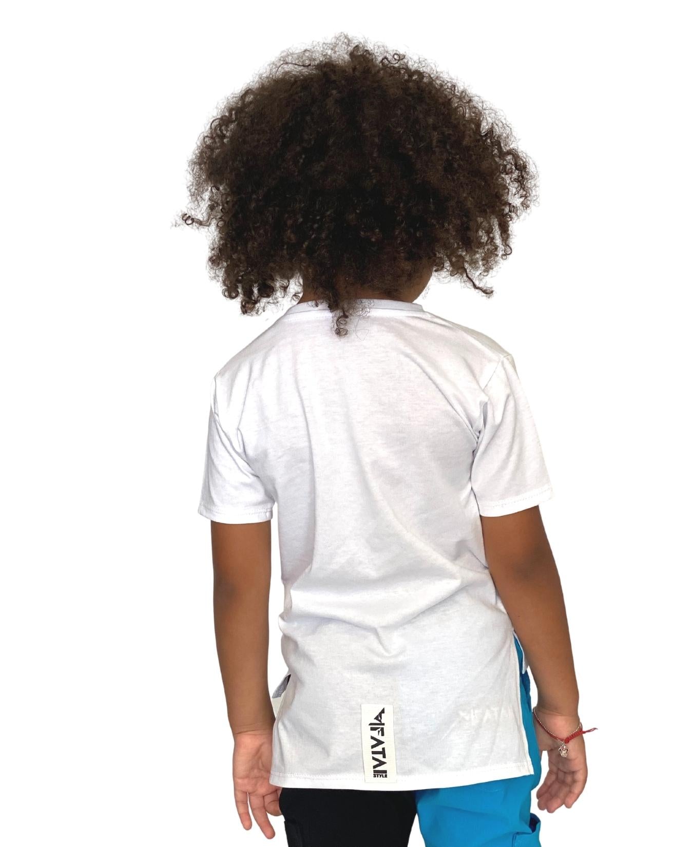 Tricou alb unisex cu detalii cu logo