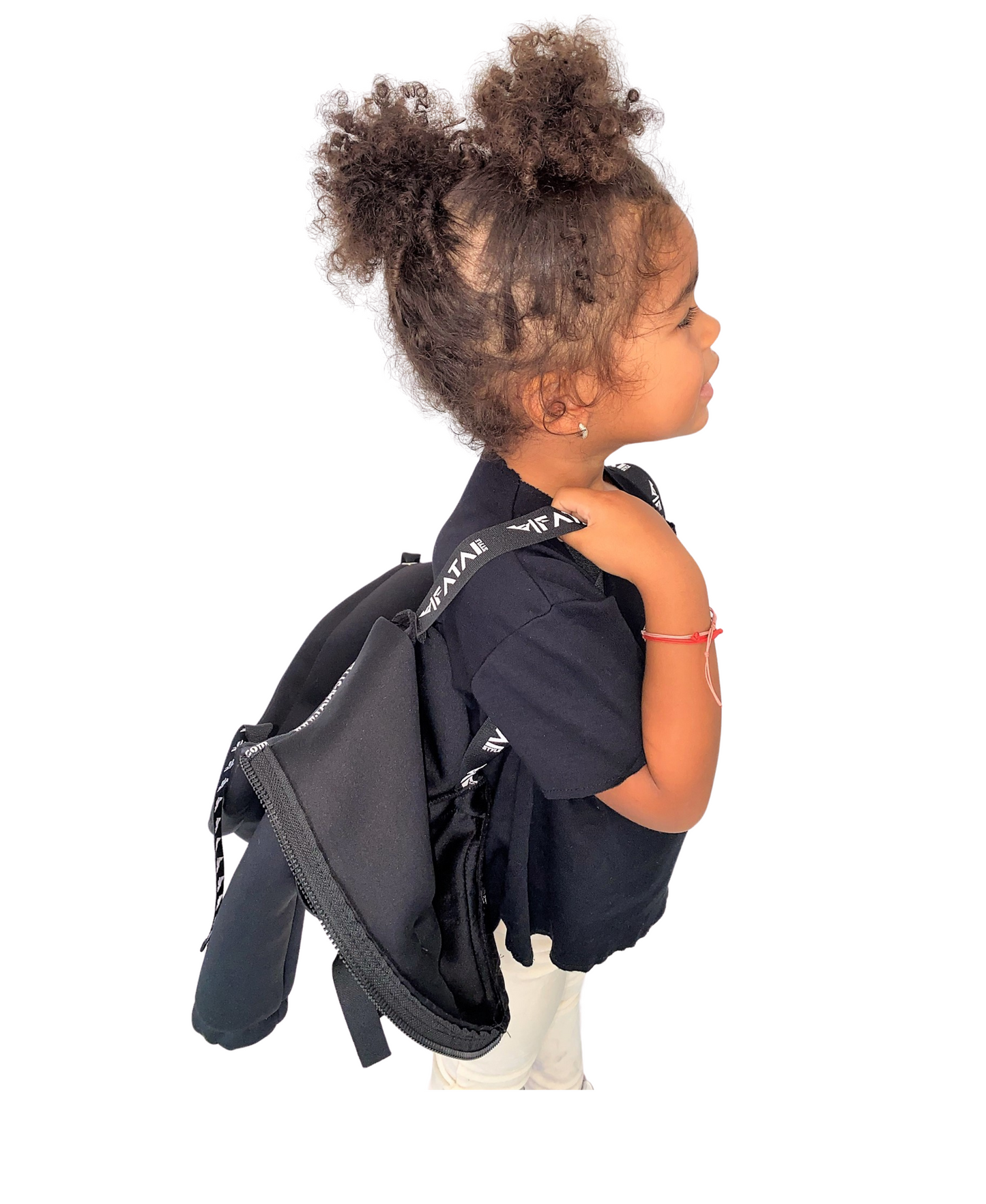 Jacheta neagra bomber cu fundite pe buzunare si bretele pe interior tip ghiozdan