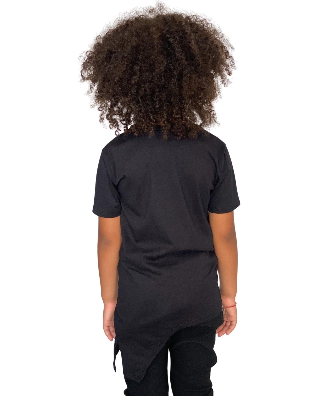 Tricou negru unisex asimetric