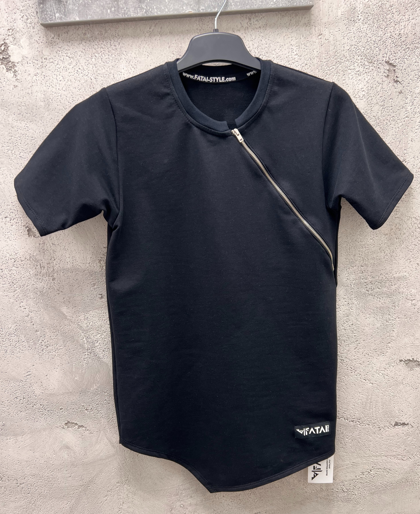 Black t-shirt with zip neck