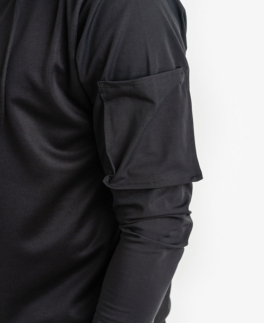 Compleu negru cu buzunare aplicate