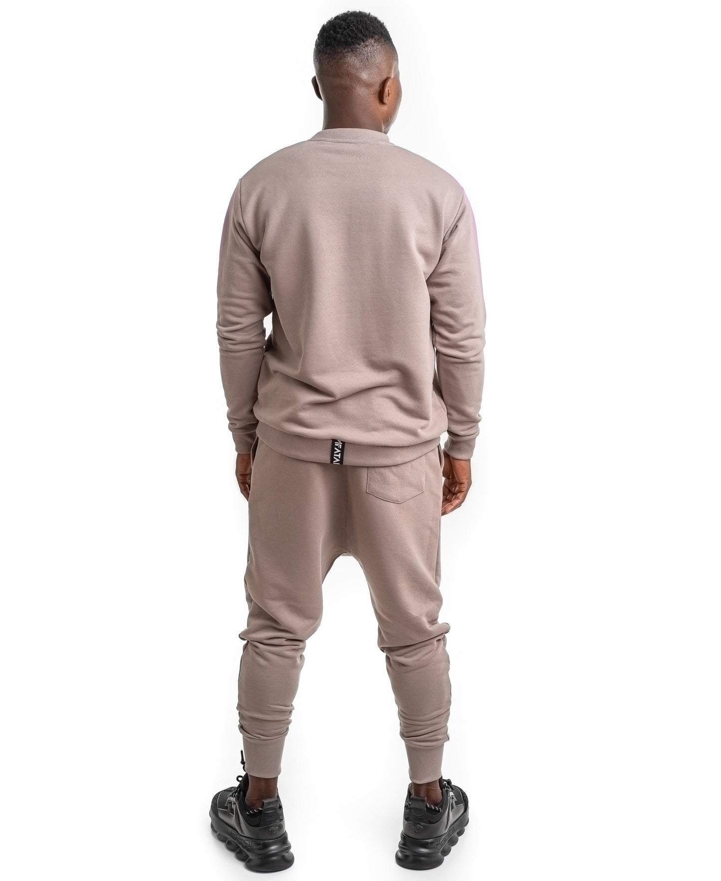 Cappuccino tracksuit with printed text