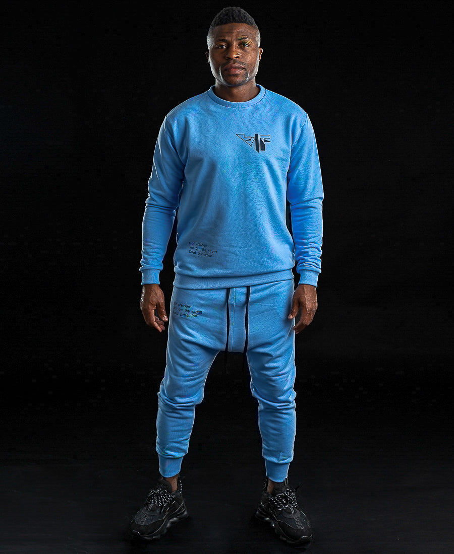 Bleu tracksuit with printed text