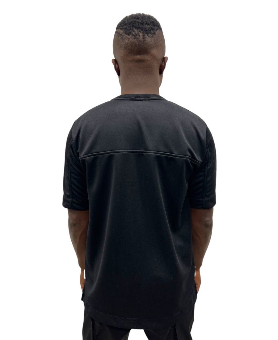 Black T-Shirt with White Mesh Design