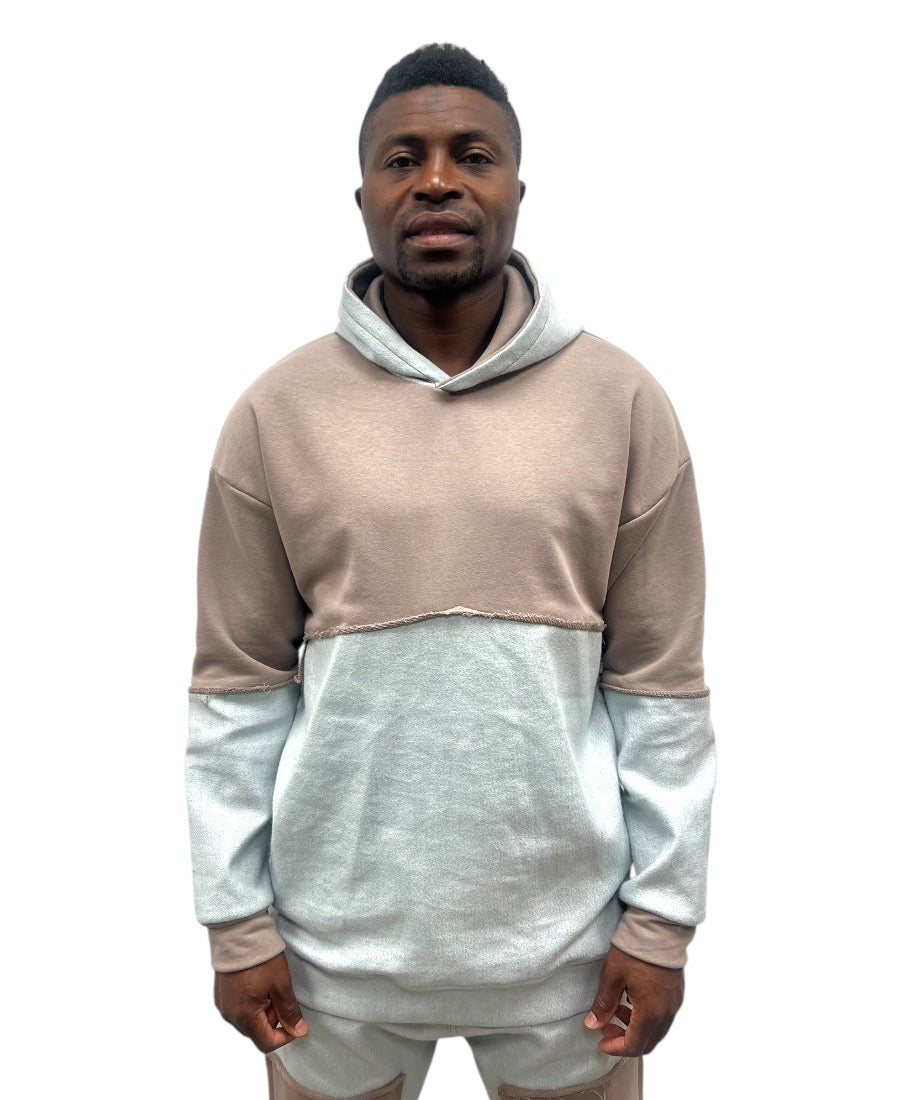 Denim and Cappuccino Hoodie - Fatai Style