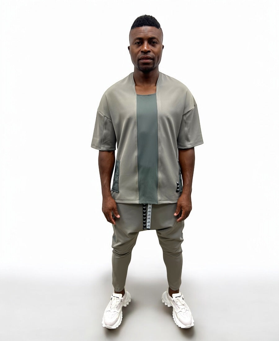 Two-Tone Khaki Two-Piece Set