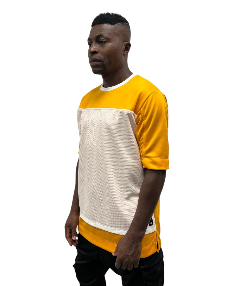 Yellow T-Shirt with White Mesh Design