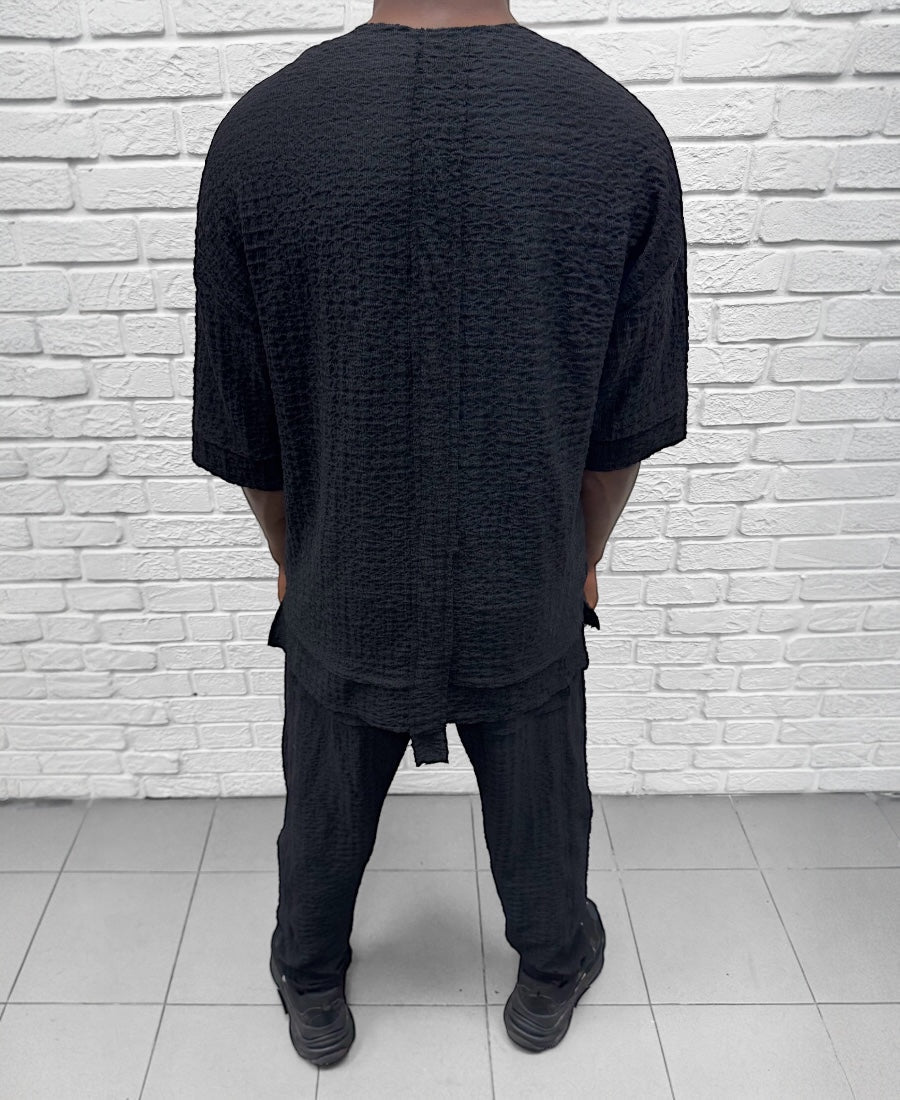 Black Two-Piece Set with Lightweight Trousers