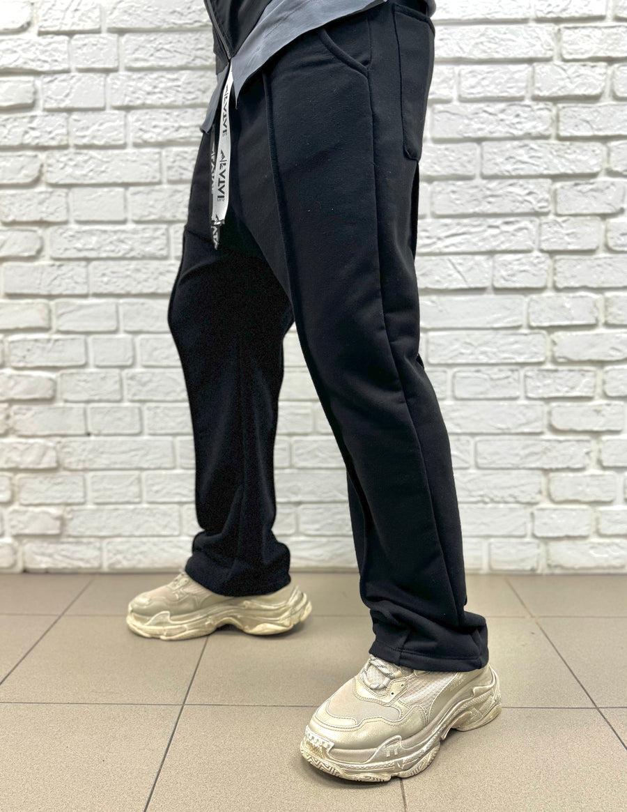 Black Trousers with Center Seam Detail